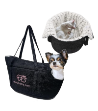 Small Dog Carrier - Heart, Stars & Paws shoulder bag, fleece dog carrier up to 18lbs